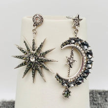 Load image into Gallery viewer, Sparkling Star and Moon Asymmetrical Earrings
