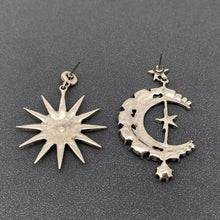 Load image into Gallery viewer, Sparkling Star and Moon Asymmetrical Earrings
