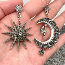 Load image into Gallery viewer, Sparkling Star and Moon Asymmetrical Earrings
