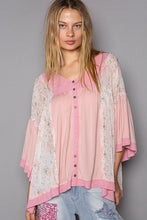 Load image into Gallery viewer, Strawberry Milk Pink Flower Flowy Bell Sleeve Top
