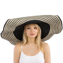 Load image into Gallery viewer, Narrow Stripe Extra Wide Floppy Wire Brimmed Hat
