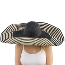 Load image into Gallery viewer, Narrow Stripe Extra Wide Floppy Wire Brimmed Hat
