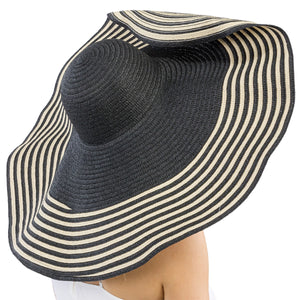 Narrow Stripe Extra Wide Floppy Wire Brimmed Hat