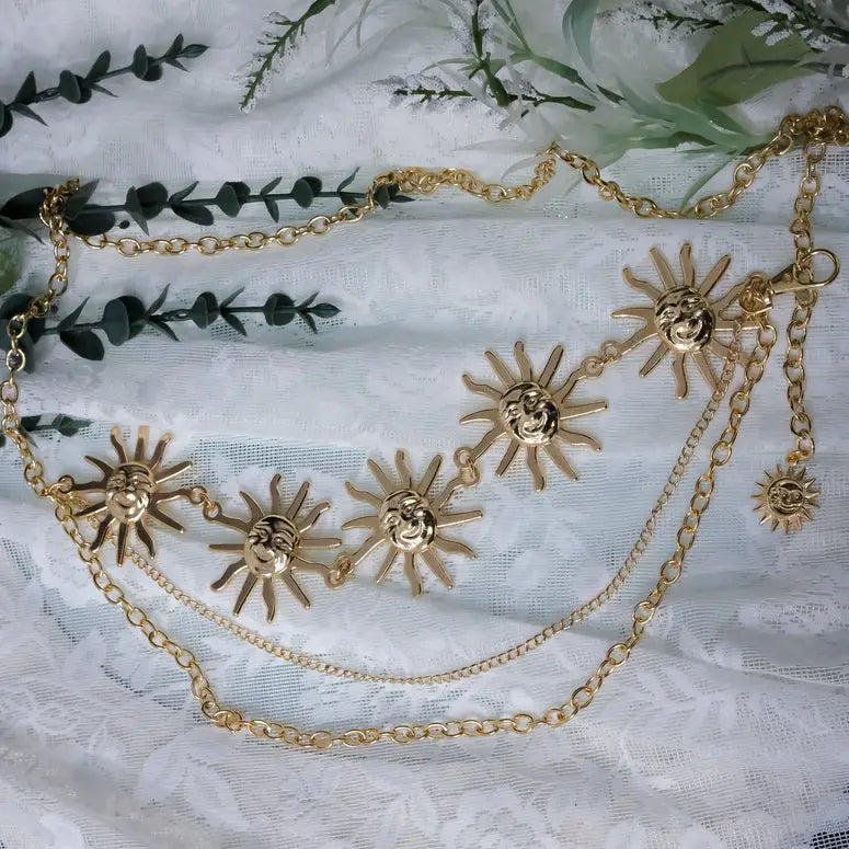Gold Sun Whimsigoth Double Waist Chain Belt