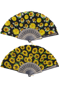 Sunflower Print Hand Fan- More Prints Available!