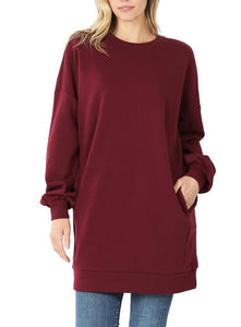 burgundy sweatshirt dress