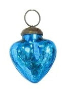 Mini Turquoise Crackle Glass Heart Ornament