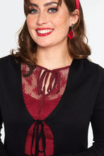 Load image into Gallery viewer, Black Tie Front Ruffle Edge Cardigan
