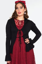 Load image into Gallery viewer, Black Tie Front Ruffle Edge Cardigan
