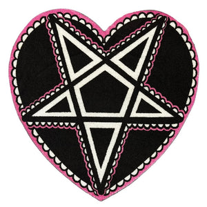 Pink and Black Pentagram Heart Rug
