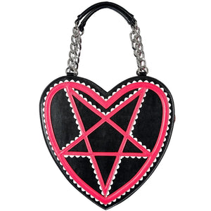 Red and Black Pentagram Heart Purse