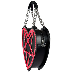 Red and Black Pentagram Heart Purse