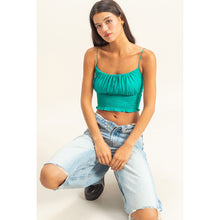 Load image into Gallery viewer, Turquoise Ruched Middle Sleeveless Crop Top
