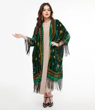 Load image into Gallery viewer, Zodiac Wheel Velvet Burnout Fringe Kimono
