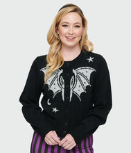 Load image into Gallery viewer, Black and Silver Bat Cropped Cardigan
