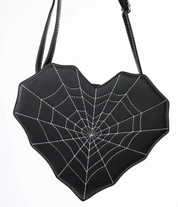 Black Spiderweb Heart Handbag