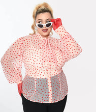 Load image into Gallery viewer, Pink &amp; Red Hearts Gewn Blouse
