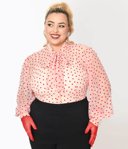 Pink & Red Hearts Gewn Blouse