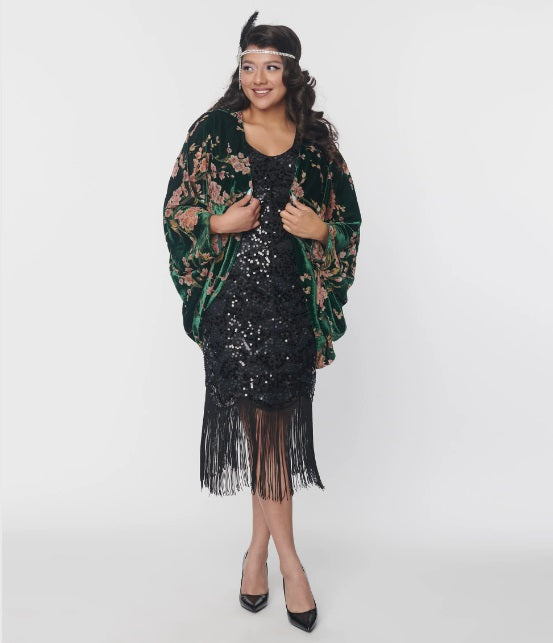 Emerald Green Floral Burnout Velvet Kimono Pink House Boutique Emerald Green Floral Burnout Velvet Kimono Pink House Boutique