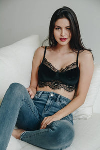 Black Velvet and Lace Cropped Cami