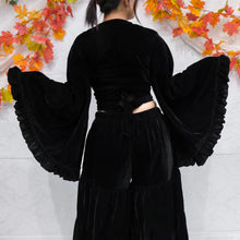 Load image into Gallery viewer, Black Velvet Boho Wrap Top
