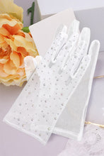 Load image into Gallery viewer, Stone Embellished White Mesh Gloves
