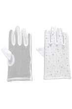 Load image into Gallery viewer, Stone Embellished White Mesh Gloves

