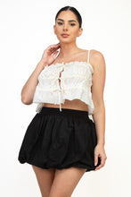 Load image into Gallery viewer, White Ruched Tie Crop Top
