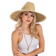 Wide Dome Brim Rush Straw Woven Hat