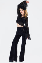 Load image into Gallery viewer, Filigree Black Mesh Burnout Lace Front Bell Sleeve Top
