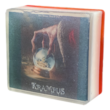 Load image into Gallery viewer, Krampus Snowglobe Poster Square Soap Bar
