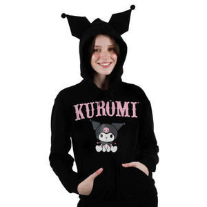 Kuromi 3D Plush Ears Cosplay Pullover Hoodie
