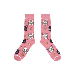 Sailor Moon Crystal Luna & Artemis Pink Crew Socks
