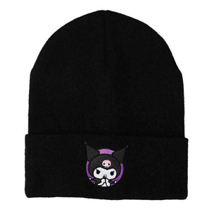 Kuromi Embroidered Cuff Beanie Hat