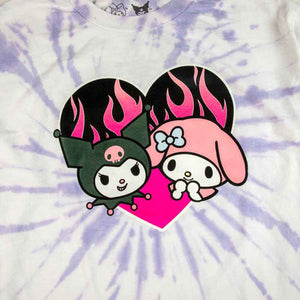 Kuromi and My Melody Tie Dye Cropped Long Sleeve Top