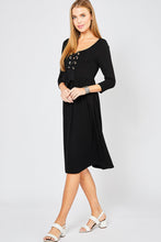 Load image into Gallery viewer, Black Lace Up Front Dress

