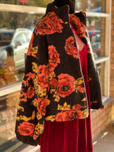 Load image into Gallery viewer, Black Floral Sherpa CottageCore Jacket
