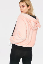 Load image into Gallery viewer, Faux Fur Pink and Black Kitty Zip Up Hoodie
