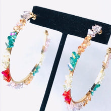 Load image into Gallery viewer, Crystal Wrapped Large Hoop Earrings- 4 Colors Available
