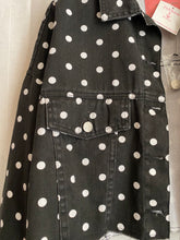 Load image into Gallery viewer, Black and White Polka Dot Denim Jacket
