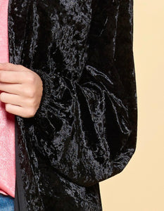 Black Velvet Kimono with Mauve Embroidery