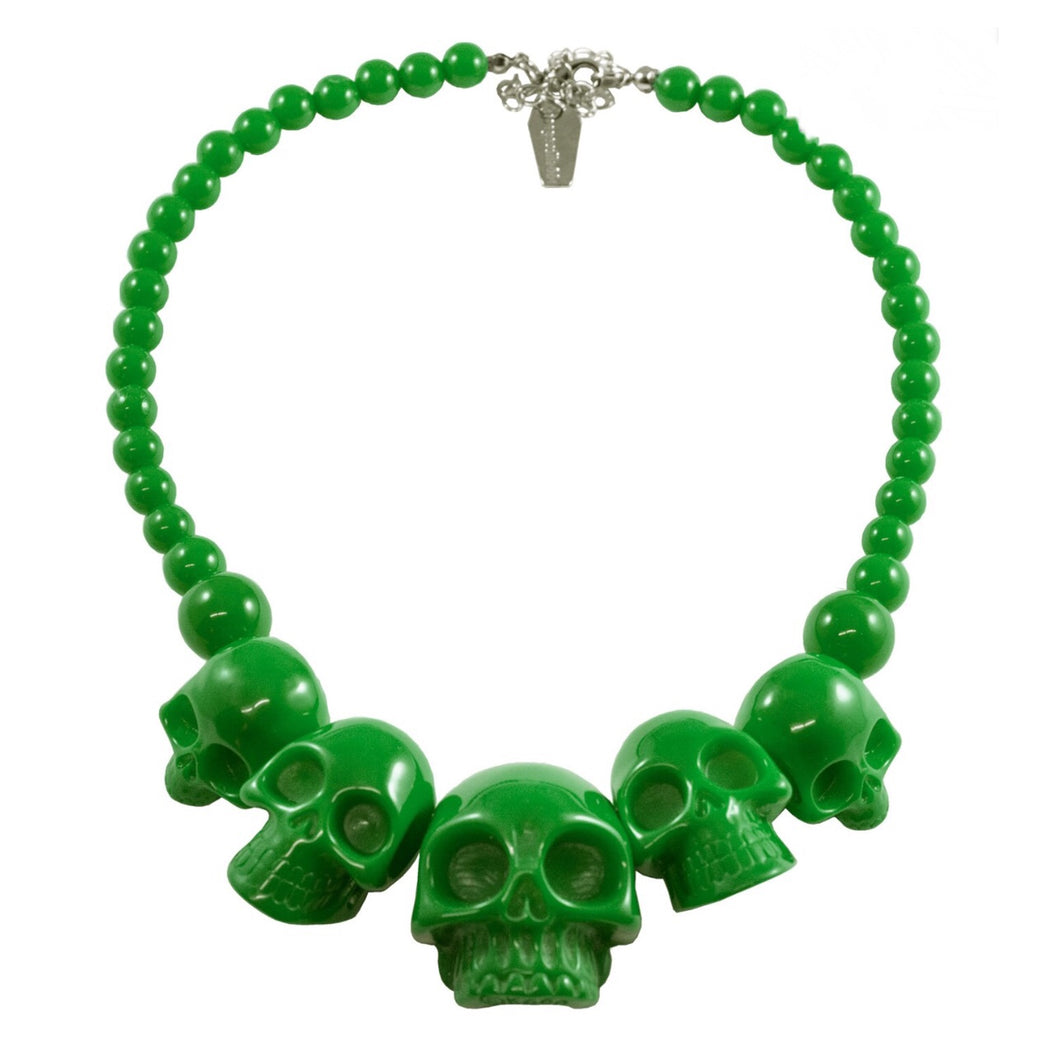 Human Skull Acrylic Necklace- Green