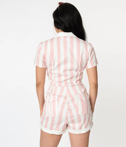 Pink and White Striped Mia Romper