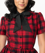 Load image into Gallery viewer, Red and Black Plaid Cora Swing Dress
