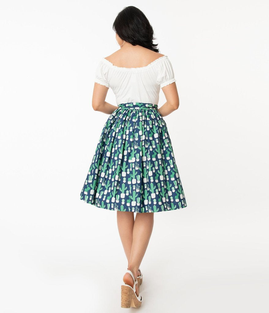 Potted Cactus Swing Skirt