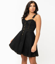 Load image into Gallery viewer, Denim Black Vaughn Fit and Flare Dress
