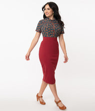 Load image into Gallery viewer, Burgundy Veronica Pencil Skirt
