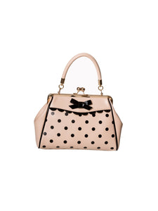 Nude and Black Polka Dot Bow and Scallop Kisslock Purse