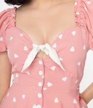 Load image into Gallery viewer, Pink and White Heart Print Ellias Swing Dress
