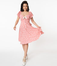 Load image into Gallery viewer, Pink and White Heart Print Ellias Swing Dress
